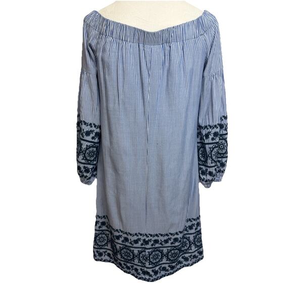 Vince Camuto Women's Shift Dress Sz 10 Embroidered Off-The-Shoulder Lined - Picture 6 of 11
